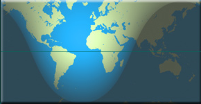 Map of Earth showing day and night