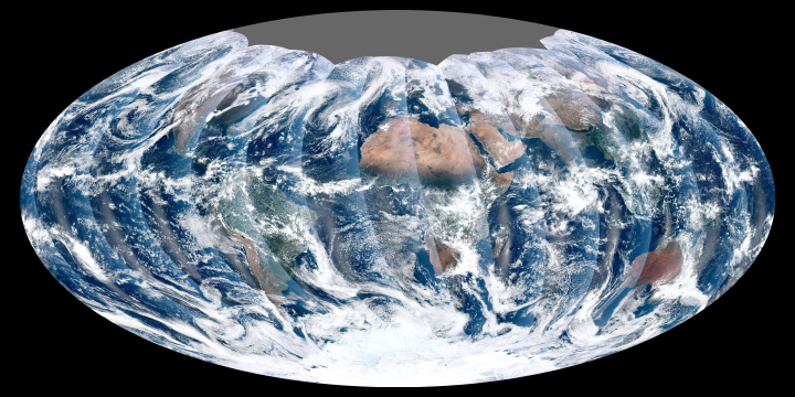 This image from November 24, 2011, is the first complete global image from VIIRS.