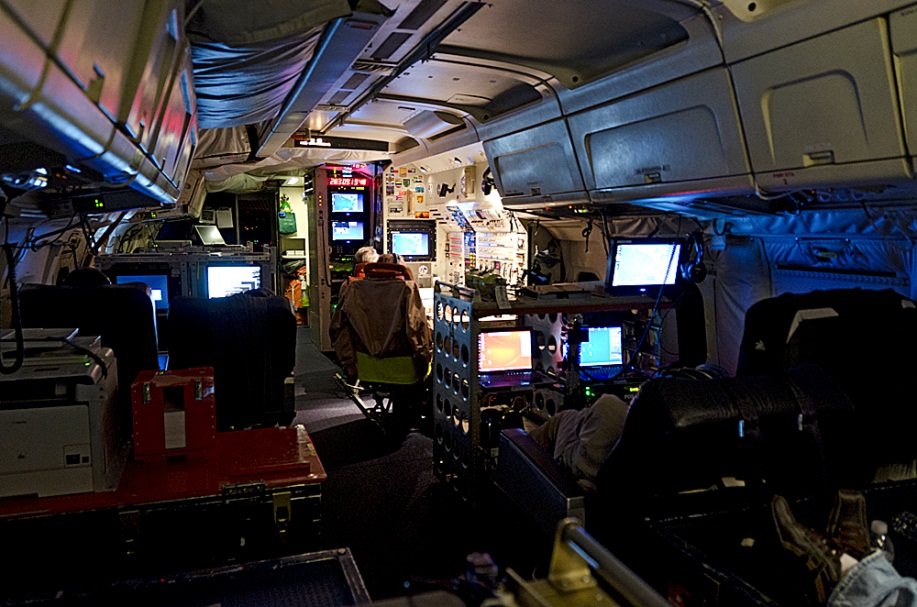 DC-8 cabin in the dark