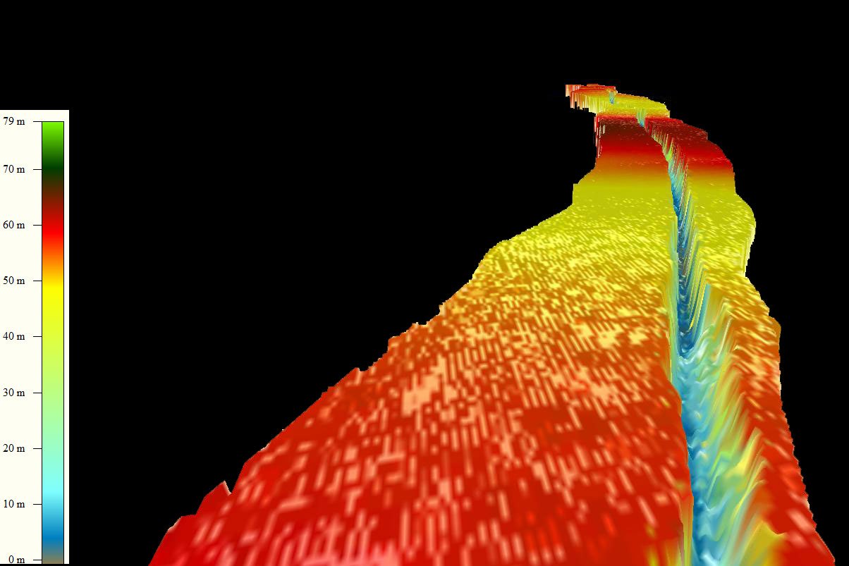 A graphical representation of processed Airborne Topographic Mapper data.