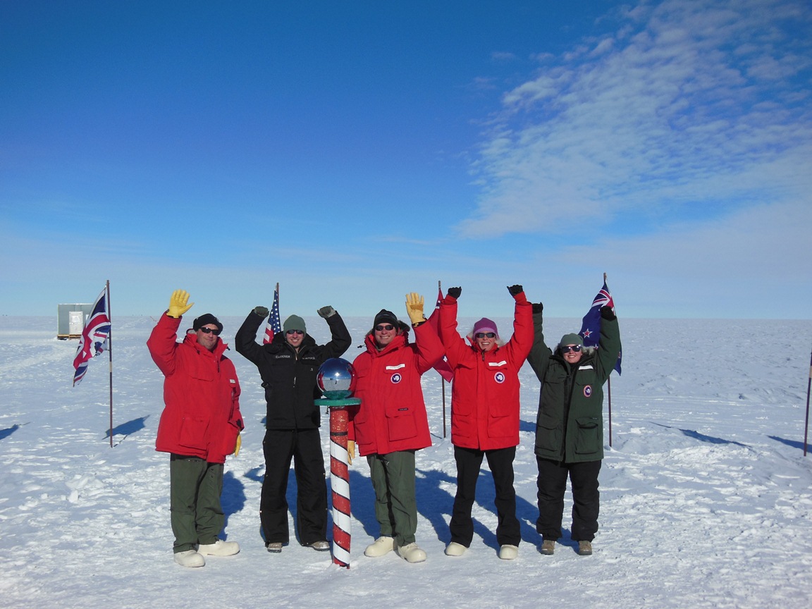 The IceBridge team and members of the 109th AW strike a pose at the South Pole