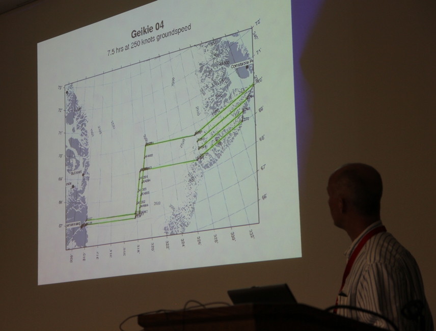 ATM senior scientist John Sonntag shows proposed flight plans for 2013 Arctic campaign.