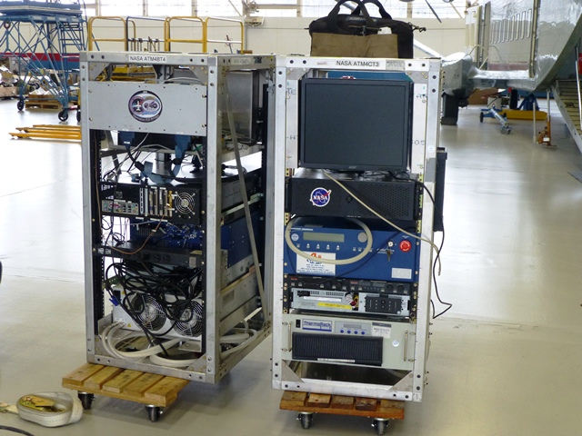 ATM equipment racks waiting to be installed in the P-3B.