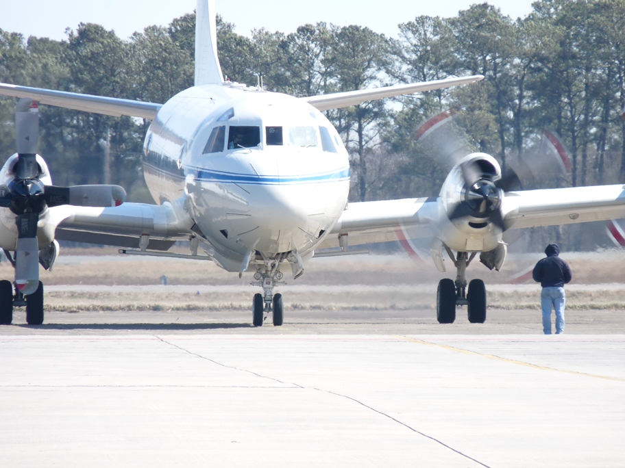 The NASA P-3B at Wallops Flight Facility before the IceBridge check flight on Mar. 14, 2013. Credit: NASA / Kyle Krabill