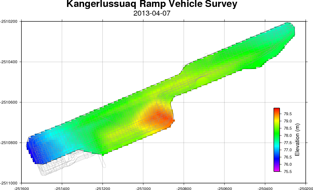 Elevation map of Kangerlussauq airport ramp