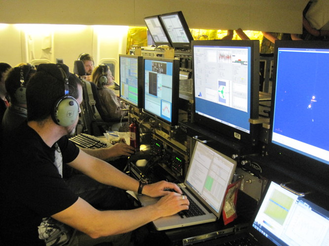 View from the science instrument consoles during an observation.