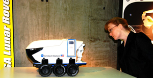 Shana Dale looks at rover model