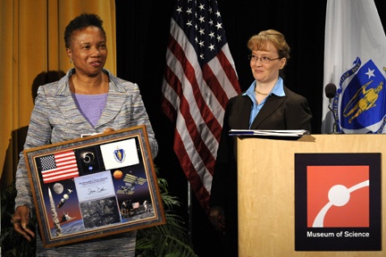 Shana Dale presenting an award at Boston Future Forum